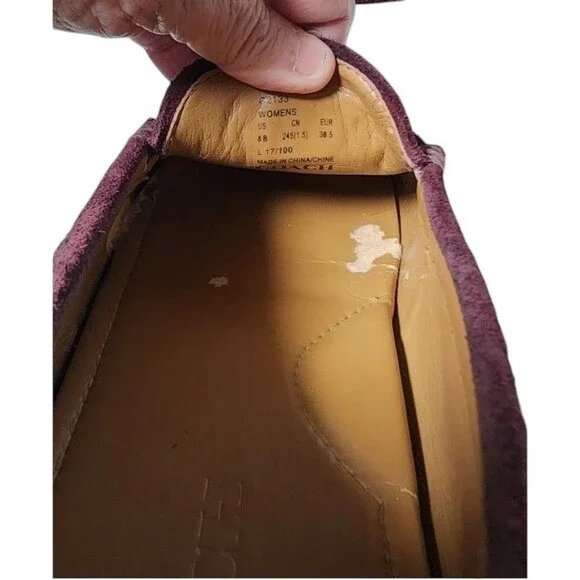 COACH Amber Suede Loafer Size 8B Burgundy Comfort Driver - Picture 8 of 9